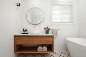 Single Timber Vanity Freestanding Bath Novale Bathrooms