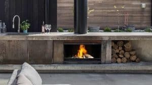 Escea EW5000 Wood Fireplace Outdoor Entertaining Cooking
