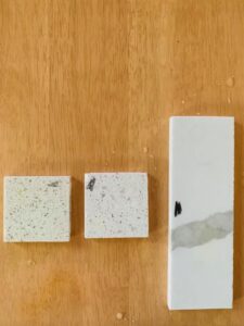 Stain tests on engineered quartz benchtops