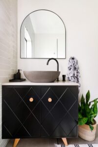 diamond pattern black bathroom vanity design idea Just In Place